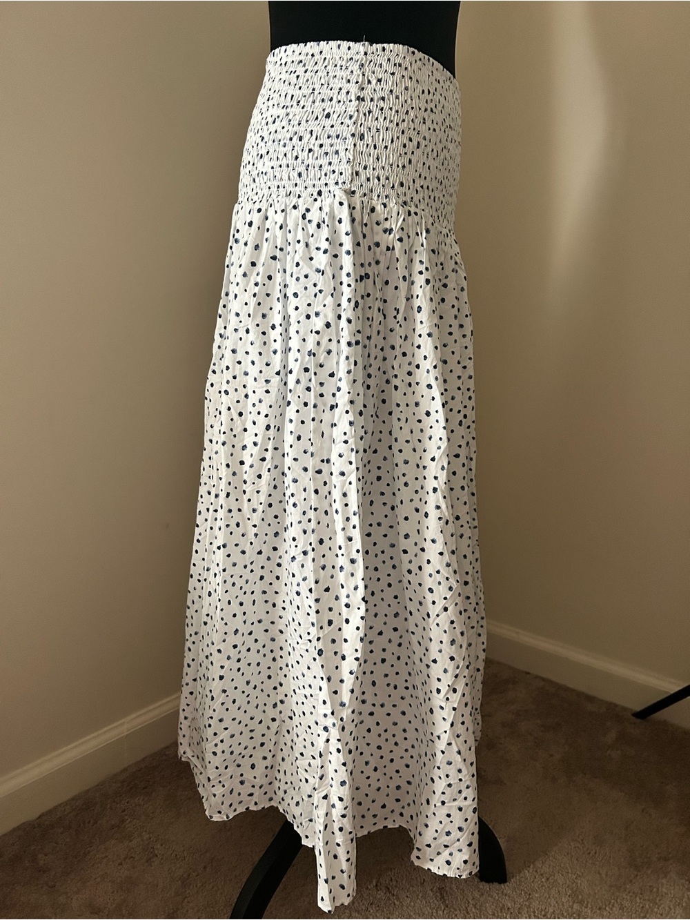 J. Crew White Maxi Skirt with Black Dot Print - Picture 7 of 12